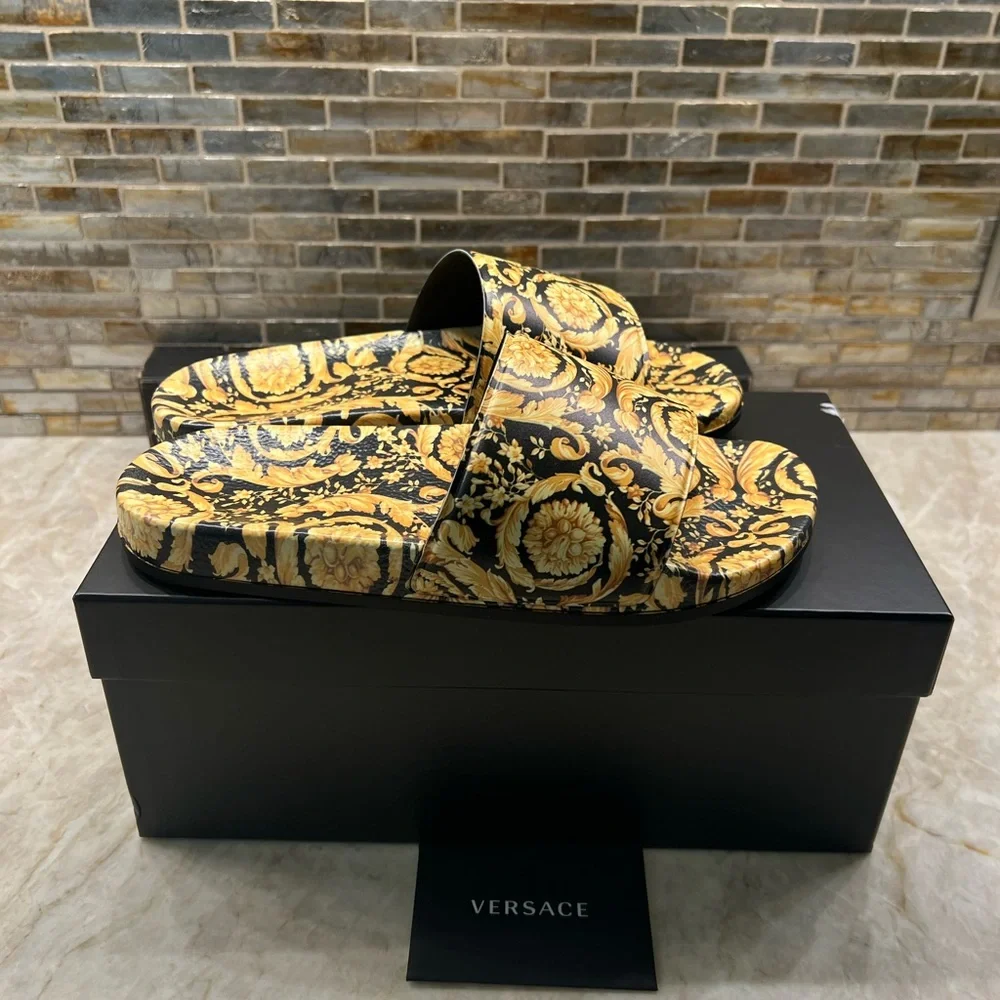 Versace Baroque Printed Slide Sandal - Picture 9 of 11